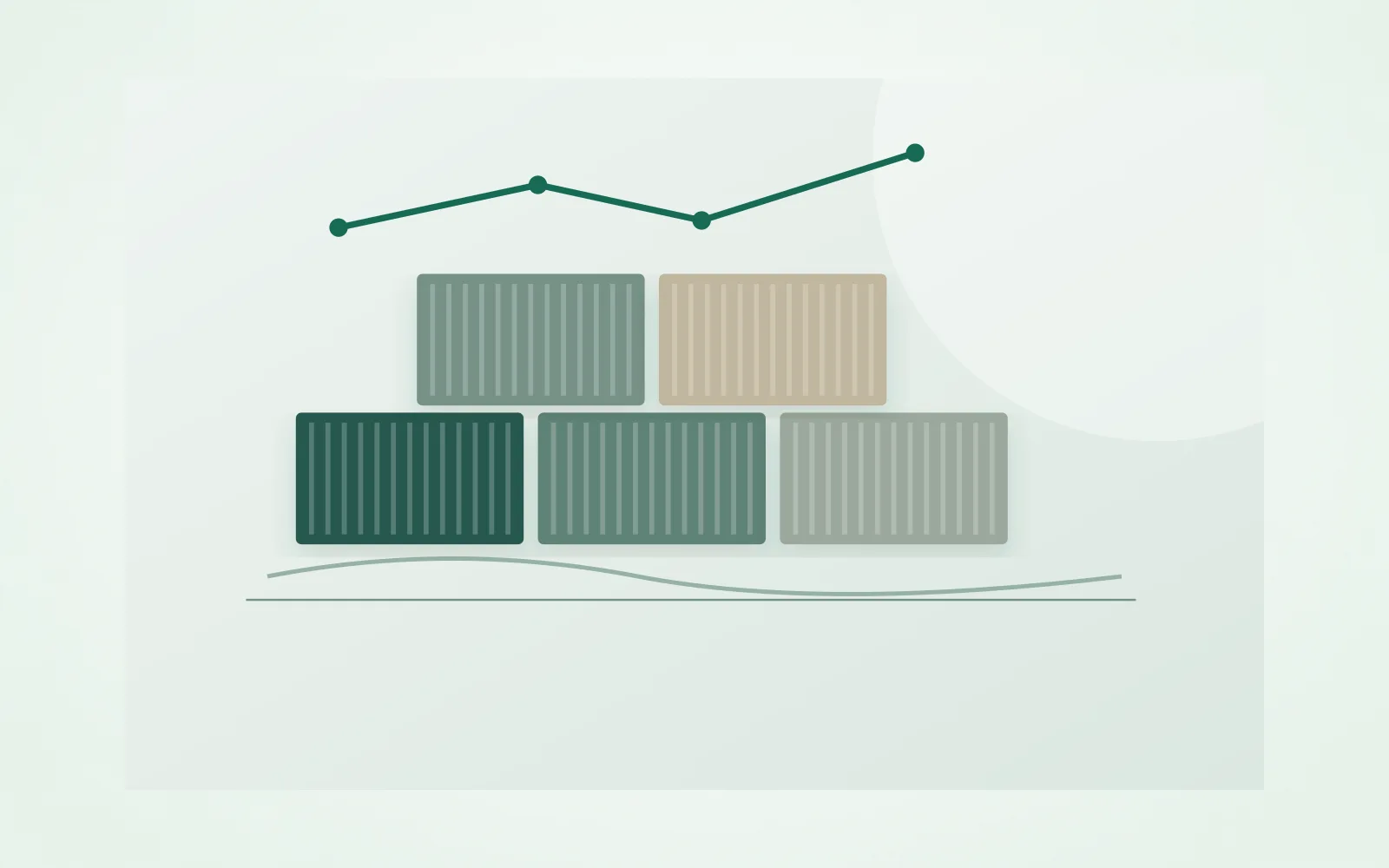 Concept illustration of shipping containers and freight-rate movement